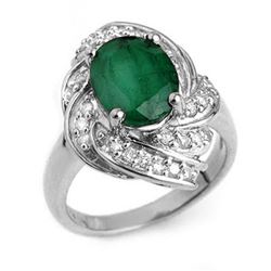1.18 ctw Emerald & Diamond Ring 18K White Gold
