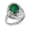 1.18 ctw Emerald & Diamond Ring 18K White Gold