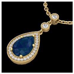 1.01 ctw Fancy Intense Blue Diamond Art Deco Ring 18K Rose Gold