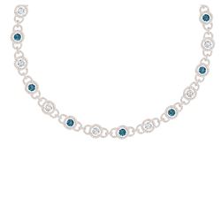 8.97 ctw Turquoise & Diamond Necklace 14K White Gold
