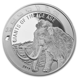 2019 Republic of Ghana 1 oz Silver Woolly Mammoth BU
