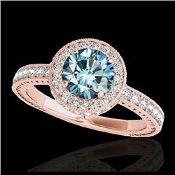 1.69 ctw Fancy Intense Blue Diamond Art Deco Earrings 18K Rose Gold