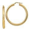 Image 1 : 14k Yellow Gold Diamond-cut Round Hoop Earrings - 4x35 mm