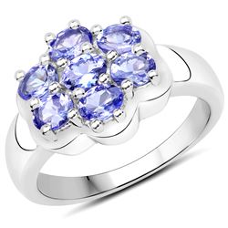 1.79 ctw Genuine Blue Sapphire and White Topaz .925 Sterling Silver Ring