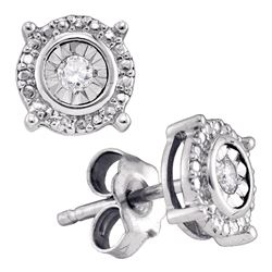 Sterling Silver Round Diamond Spiral Climber Earrings 1/5 Cttw