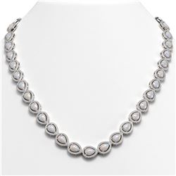 52.15 ctw Sapphire & Diamond Halo Necklace 10K Rose Gold