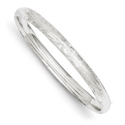 14k 4/16 White Gold Florentine Engraved Hinged Bangle