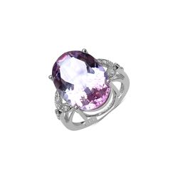 14K Rose Gold Plated 3.25 ctw Genuine Pink Rutile .925 Sterling Silver Ring