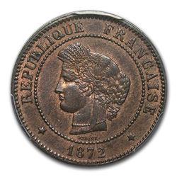 1872-A France 5 Centimes MS-63 PCGS (Brown)
