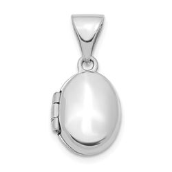 14k White Gold 12 mm Oval Locket Pendant