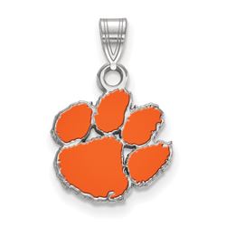 Sterling Silver Clemson University Small Enamel Pendant