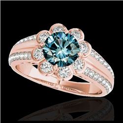2 ctw SI Fancy Blue Diamond Solitaire Halo Ring 10K White Gold