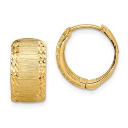 14k Yellow Gold Textured Hinged Hoop Earrings