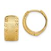 Image 1 : 14k Yellow Gold Textured Hinged Hoop Earrings