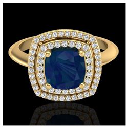 1.25 ctw SI Fancy Intense Diamond Halo Ring 10K White Gold