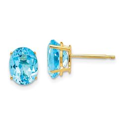 14k 8x6 mm Oval Blue Topaz Earrings