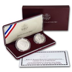 1998-S 2-Coin Robert Kennedy Set BU (w/JFK Matte Half\, Box/COA)
