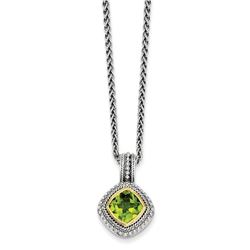 Sterling Silver w/14k Gold & Peridot Necklace
