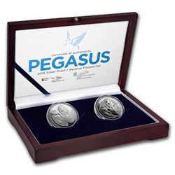 2018 BVI 2-Coin Silver Pegasus Proof/Reverse Frosted Set #2