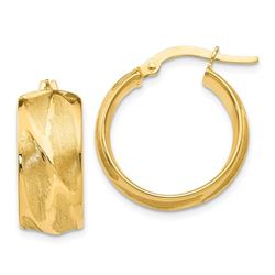 14k Gold Textured Small Round Hoop Earrings