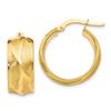 Image 1 : 14k Gold Textured Small Round Hoop Earrings