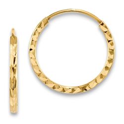 14k Diamond-cut Square Tube Endless Hoop Earrings