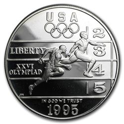 1995-P Olympic Track and Field $1 Silver Commem Prf (Capsule)