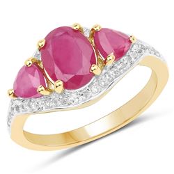 14K Yellow Gold Plated 0.98 ctw Genuine Black Diamond .925 Sterling Silver Ring