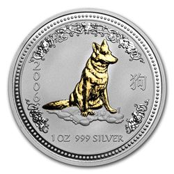 2006 Australia 1 oz Silver Dog BU (Series I\, Gilded)