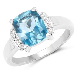 2.75 ctw Genuine Amethyst and White Zircon .925 Sterling Silver Ring