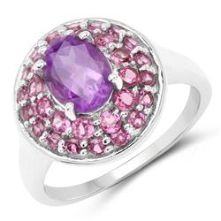 1.64 ctw Genuine Citrine and Champagne Diamond .925 Sterling Silver Ring