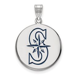 Sterling Silver MLB Seattle Mariners Disc Pendant