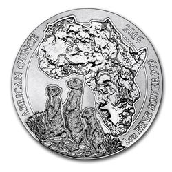 2016 Rwanda 1 oz Silver African Meerkat BU