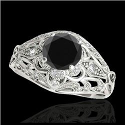 1 ctw Fancy Black Diamond Art Deco Ring 18K Rose Gold