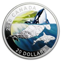 2018 Canada 1 oz Silver $20 Geometric Fauna: Orcas