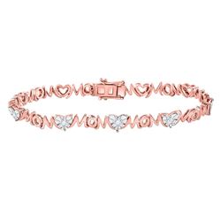 Sterling Silver Round Diamond Heart Mom Mother Pendant 1/12 Cttw