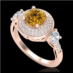 34.11 ctw Sapphire & Diamond Halo Necklace 10K Rose Gold