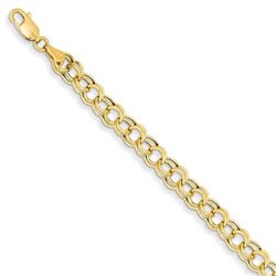 14k Solid Gold Hollow Double Link Charm Bracelet