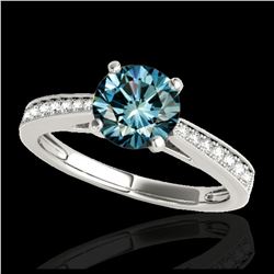 1.50 ctw SI Intense Yellow Diamond Halo Ring 10K White Gold