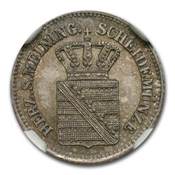 1864 Germany Saxe-Meiningen Silver Kruezer MS-65 NGC