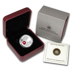 2012 Canada 1/4 oz Silver $3 Birthstone Coin July Ruby
