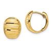 Image 1 : 14k Yellow Gold Polished & Textured Huggie Earrings - 47 mm