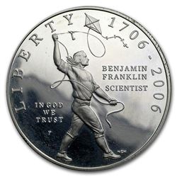 2006-P Ben Franklin Scientist $1 Silver Commem Prf (Capsule only)