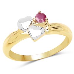 0.73 ctw Genuine Ruby and White Diamond 14K Yellow Gold Earrings