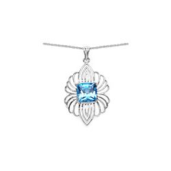 3 ctw Blue Topaz & VS/SI Diamond Necklace 10K Yellow Gold