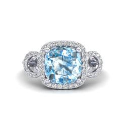 6 ctw Citrine And Halo VS/SI Diamond Ring 18K White Gold