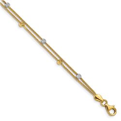 14K & White Rhodium Polished & D/C Bracelet - 7.25 in.