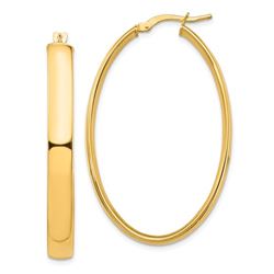 14k Yellow Gold Oval Hoop Earrings