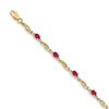 Image 1 : 14k Yellow Gold Diamond and Ruby Oval Link Bracelet - 7 in.