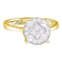 14kt White Gold Princess Diamond Bridal Wedding Engagement Ring Band Set 1/2 Cttw